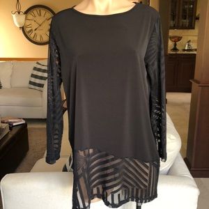 Clara Sunwoo Black Lace Mesh Tunic Large